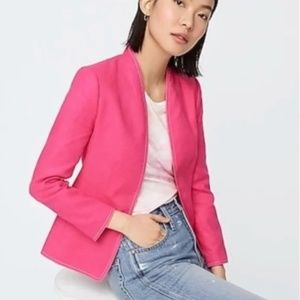 J.CREW Going Out Blazer Stretch Linen Blend Jacket Pink NWOT Open Front 12 A1253